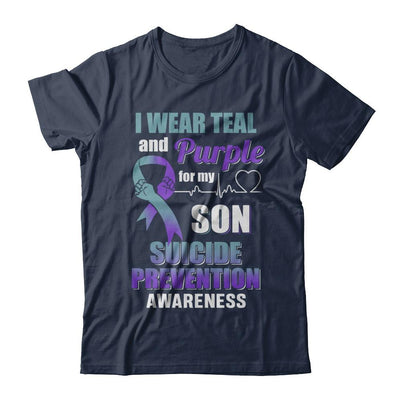 I Wear Teal Purple For My Son Suicide Prevention Awareness-T-Shirt & Hoodie-Classic T-Shirt-Navy