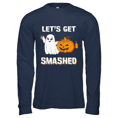 Let's Get Smashed Drinking Pumpkin Halloween-T-Shirt & Hoodie-Long Sleeve T-Shirt-Navy