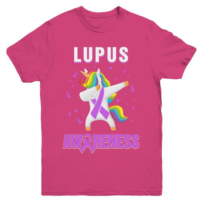 Inspirational Lupus Awareness Unicorn Support Youth-Youth Shirt-Youth T-Shirt-Heliconia