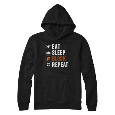 Funny Eat Sleep Block Repeat Football Gifts-T-Shirt & Hoodie-Pullover Hoodie-Black