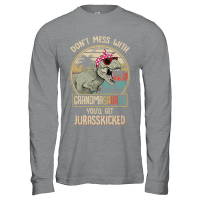 Don't Mess With Grandmasaurus You'll Get Jurasskicked-T-Shirt & Hoodie-Long Sleeve T-Shirt-Sport Grey