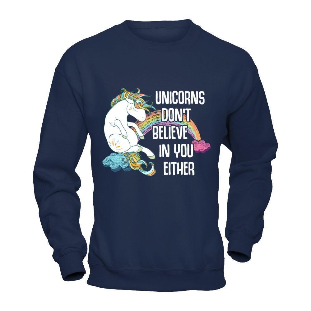 Unicorns Don't Believe In You Either-T-Shirt & Hoodie-Crewneck Sweatshirt-Navy