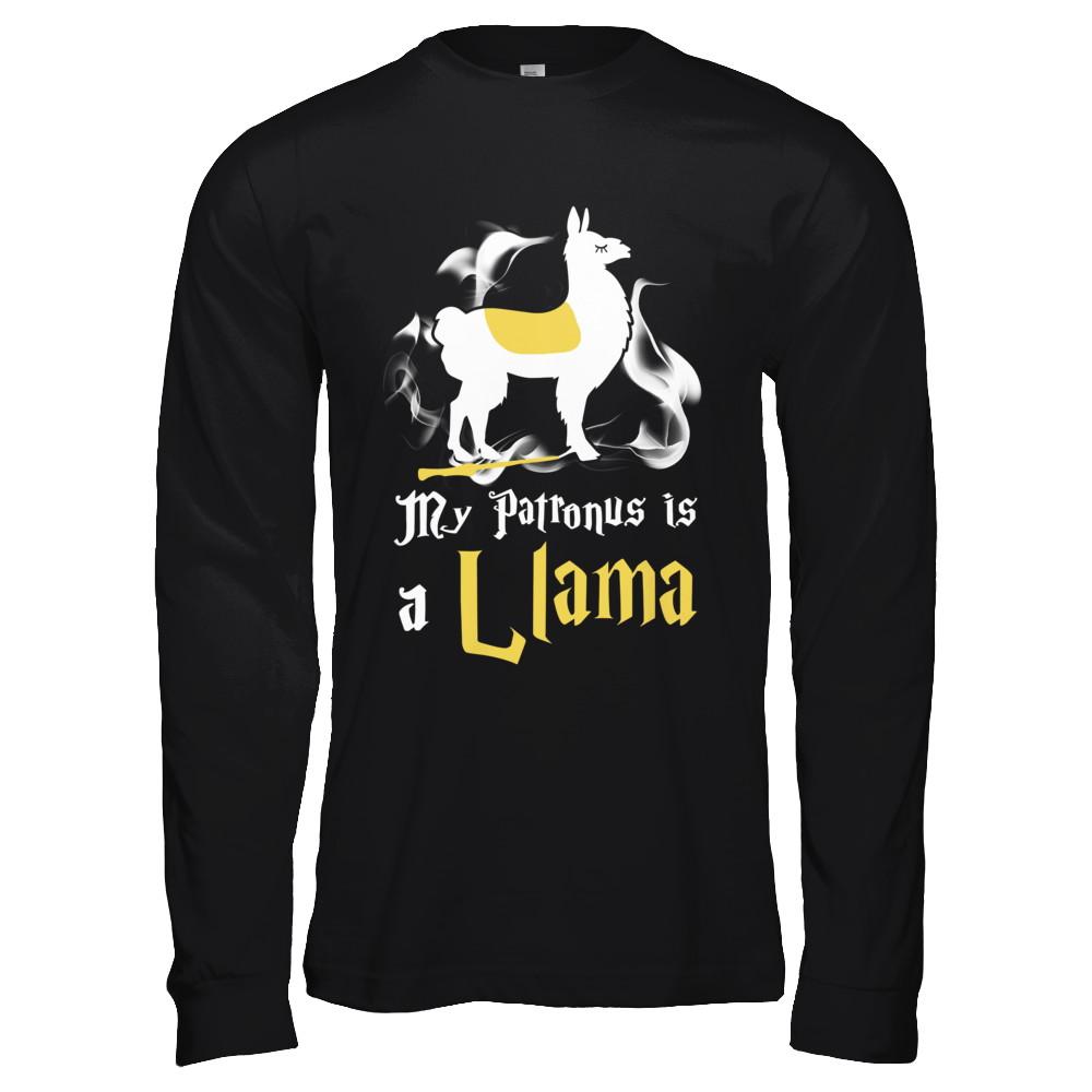 My Patronus Is A Llama-T-Shirt & Hoodie-Long Sleeve T-Shirt-Black