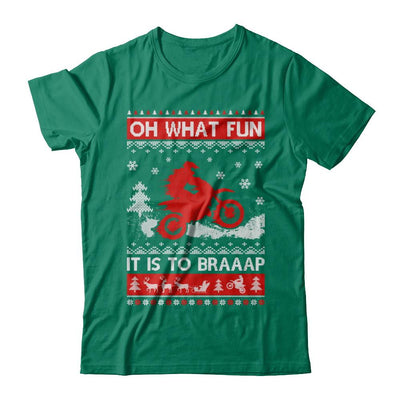 Oh What Fun It Is To Braaap Dirt Bike Ugly Christmas Sweater-T-Shirt & Sweatshirt-Classic T-Shirt-Kelly Green