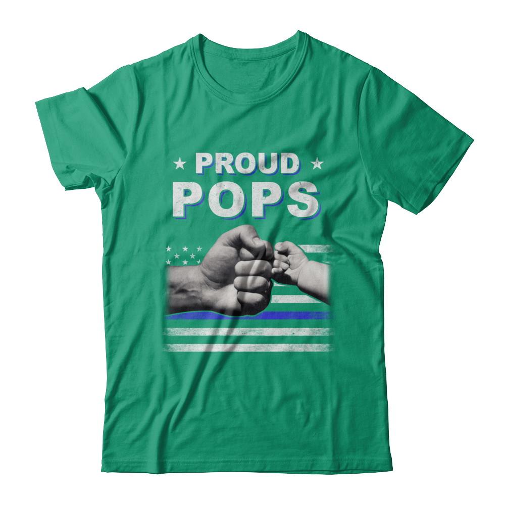 Proud Pops Police Thin Blue Line Flag Fathers Day-T-Shirt & Hoodie-Classic T-Shirt-Kelly Green