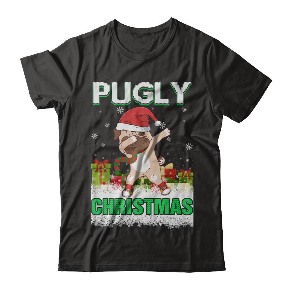 Dabbing Pug Claus Pugly Christmas Ugly Sweater Christmas-T-Shirt & Sweatshirt-Premium T-Shirt-Black
