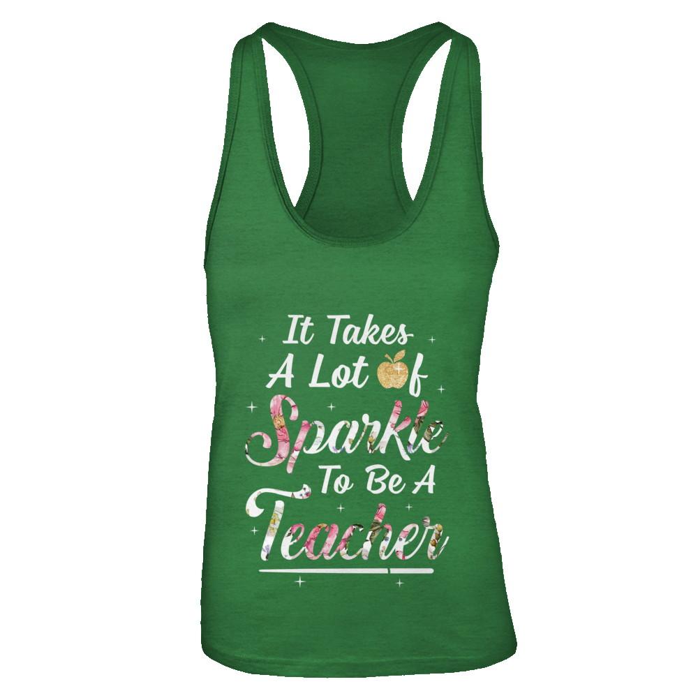 Teaching It Takes A Lot Of Sparkle To Be A Teacher Gift-T-Shirt & Tank Top-Women's Ideal Racerback Tank-Kelly Green