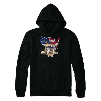 Funny Patriot Bulldog Dog 4Th Of July American Flag-T-Shirt & Hoodie-Pullover Hoodie-Black