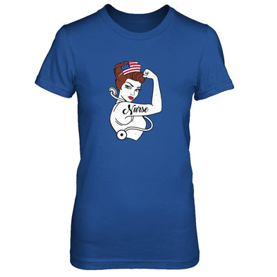 Nurse Vet Strong Woman American Flag Nursing 4Th Of July-T-Shirt & Tank Top-Women's T-Shirt-Royal