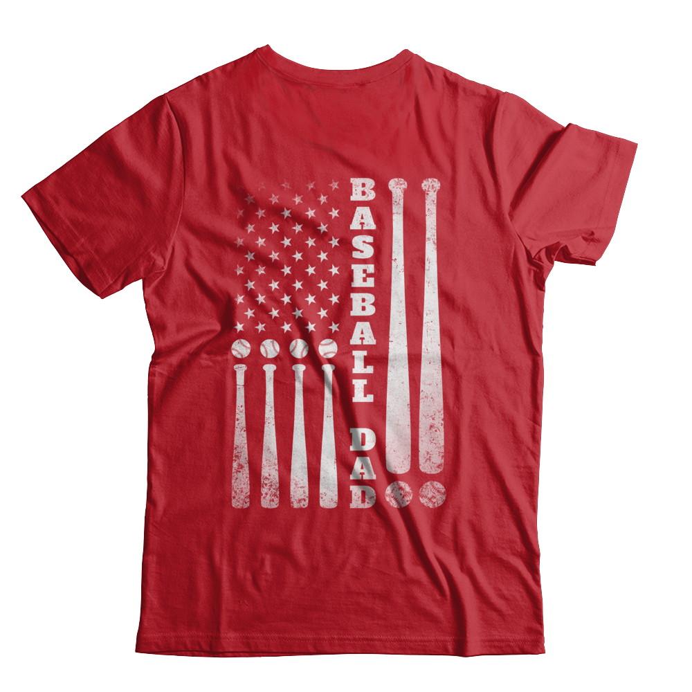 American Flag Vintage Baseball Dad Father's Day-T-Shirt & Hoodie-Classic T-Shirt-Red