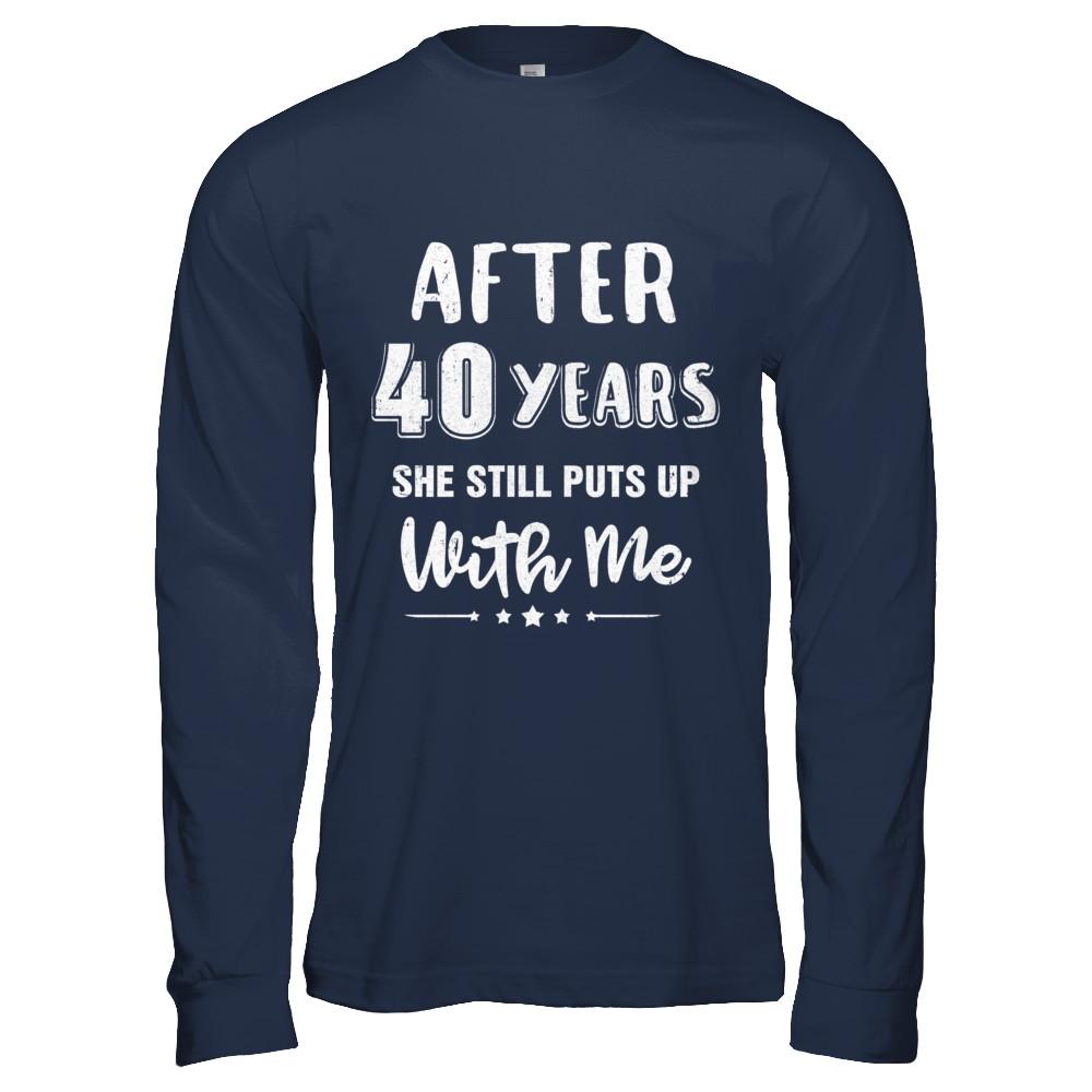 40Th Wedding Anniversary Funny Husband Gift-T-Shirt & Hoodie-Long Sleeve T-Shirt-Navy