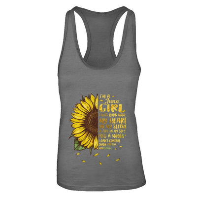 I Am A June Girl Birthday Gifts Sunflower-T-Shirt & Tank Top-Women's Ideal Racerback Tank-Dark Grey