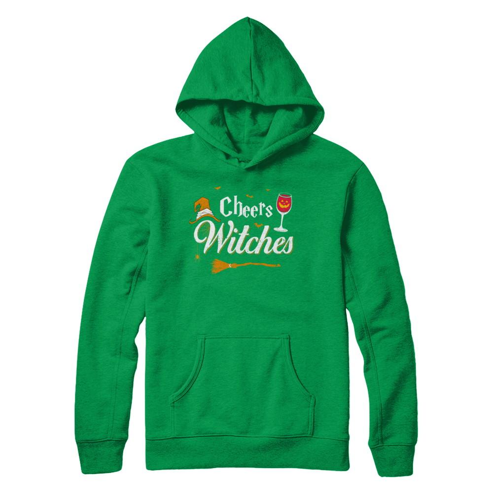 Cheers Witches Happy Hallowine Witch Halloween-T-Shirt & Hoodie-Pullover Hoodie-Irish Green