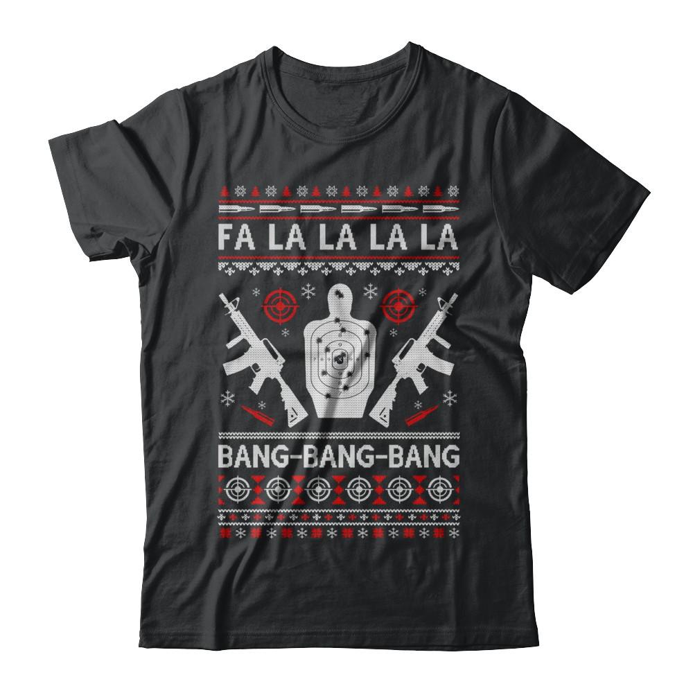 Bang Bang Bang AR-15 Gun Point Ugly Christmas Sweater-T-Shirt & Sweatshirt-Classic T-Shirt-Black
