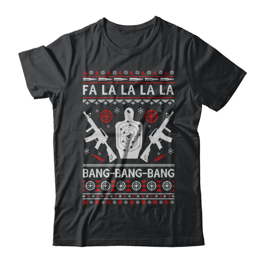 Bang Bang Bang AR-15 Gun Point Ugly Christmas Sweater-T-Shirt & Sweatshirt-Classic T-Shirt-Black
