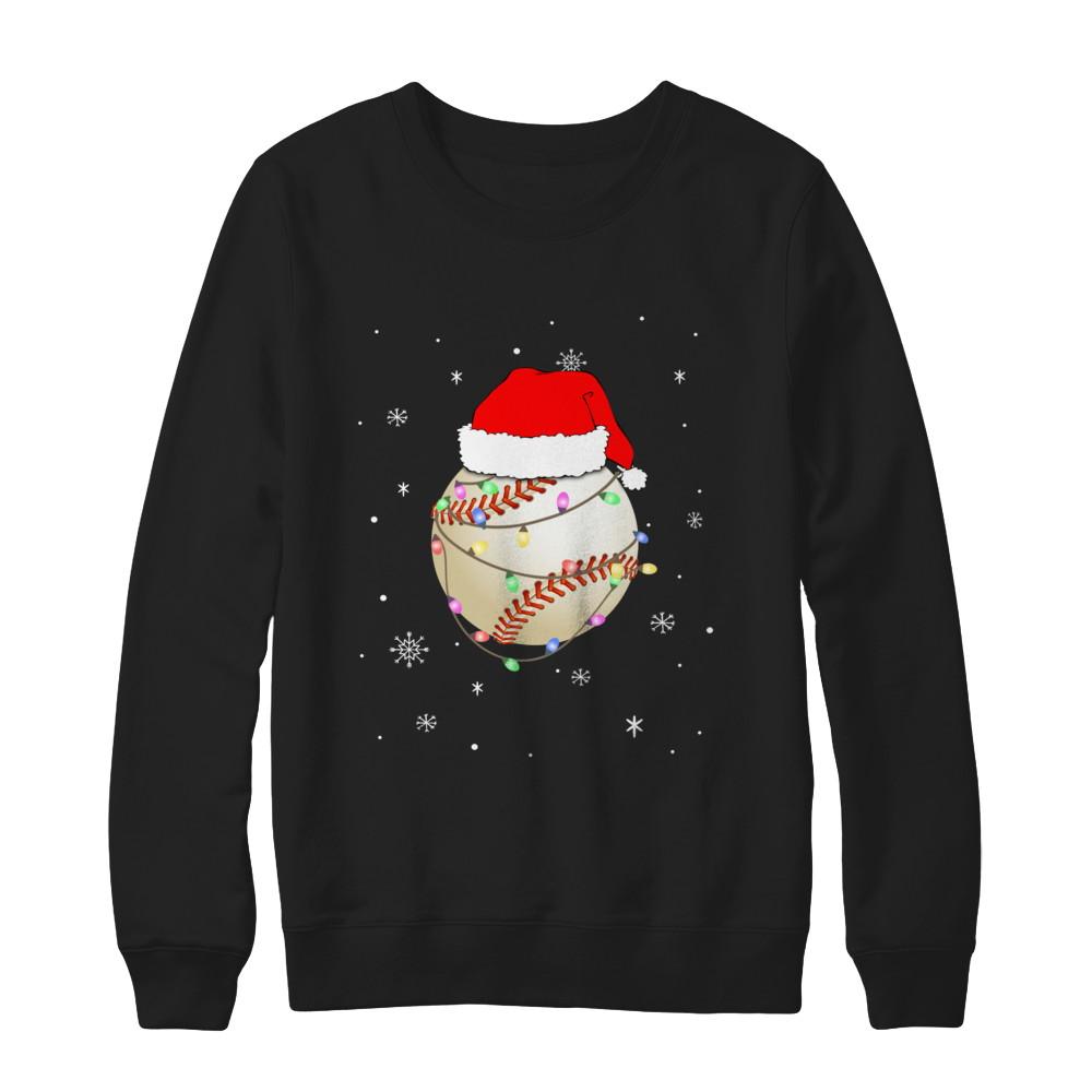 Santa Hat Baseball Christmas Gifts-T-Shirt & Sweatshirt-Crewneck Sweatshirt-Black