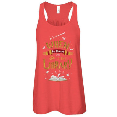 When In Doubt Go To The Library-T-Shirt & Hoodie-Women's Flowy Racerback Tank-Red
