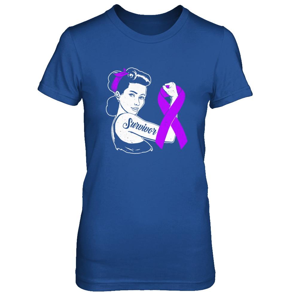 We Can Cure It Purple Alzheimer's Awareness Survivor-T-Shirt & Hoodie-Women's T-Shirt-Royal