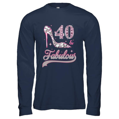 40 And Fabulous 40 Years Old 1981 40th Birthday Gift-T-Shirt & Hoodie-Long Sleeve T-Shirt-Navy