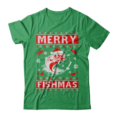 Merry Fishmas Fishing Fish Christmas Sweater-T-Shirt & Sweatshirt-Premium T-Shirt-Kelly Green