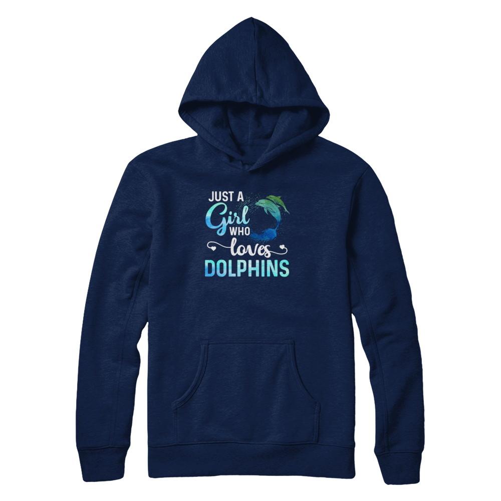Just A Girl Who Loves Dolphins-T-Shirt & Tank Top-Pullover Hoodie-Navy