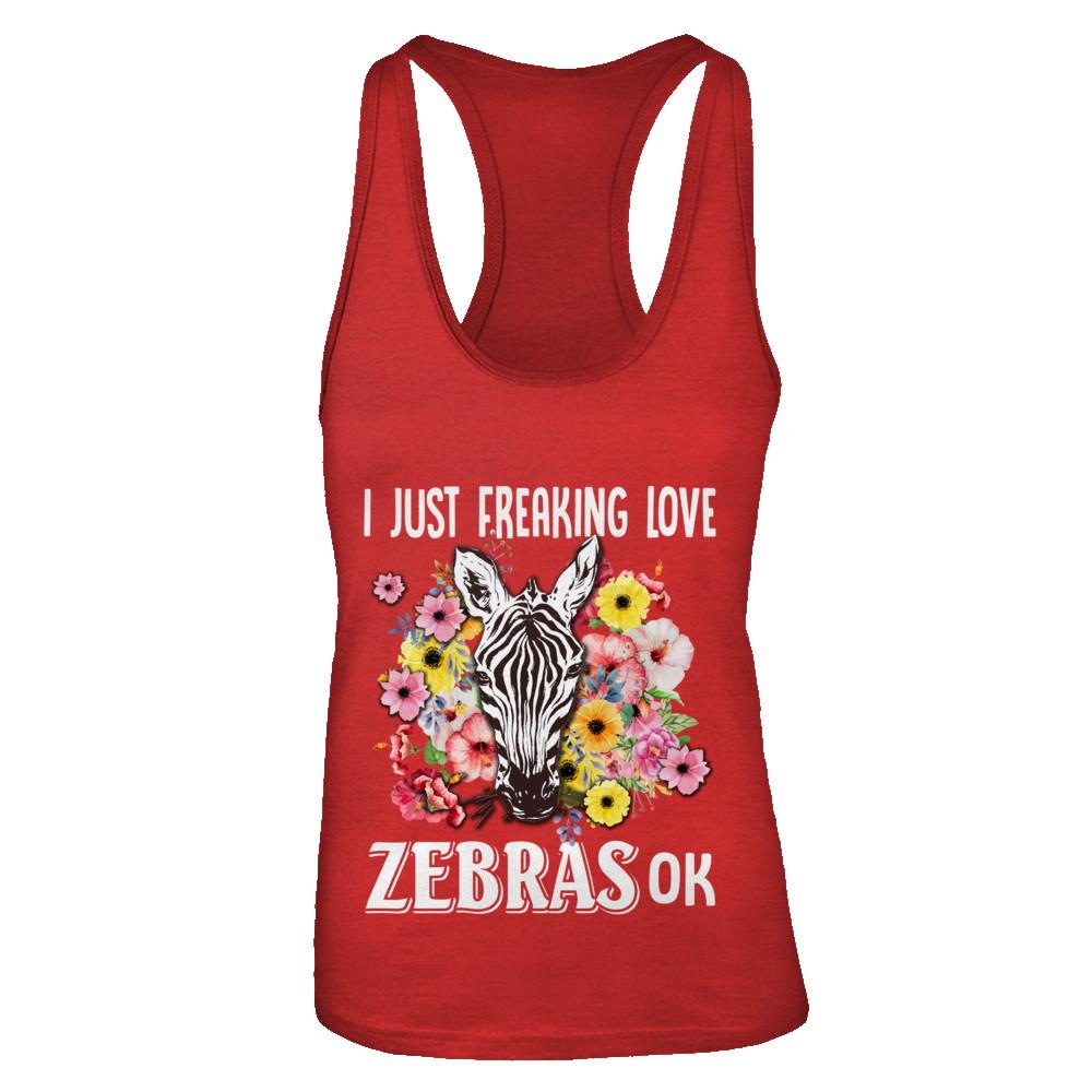 I Just Freaking Love Zebras-T-Shirt & Tank Top-Women's Ideal Racerback Tank-Red
