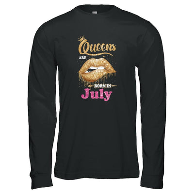Lipstick Black Queens Are Born In July Birthday Gift-T-Shirt & Tank Top-Long Sleeve T-Shirt-Black