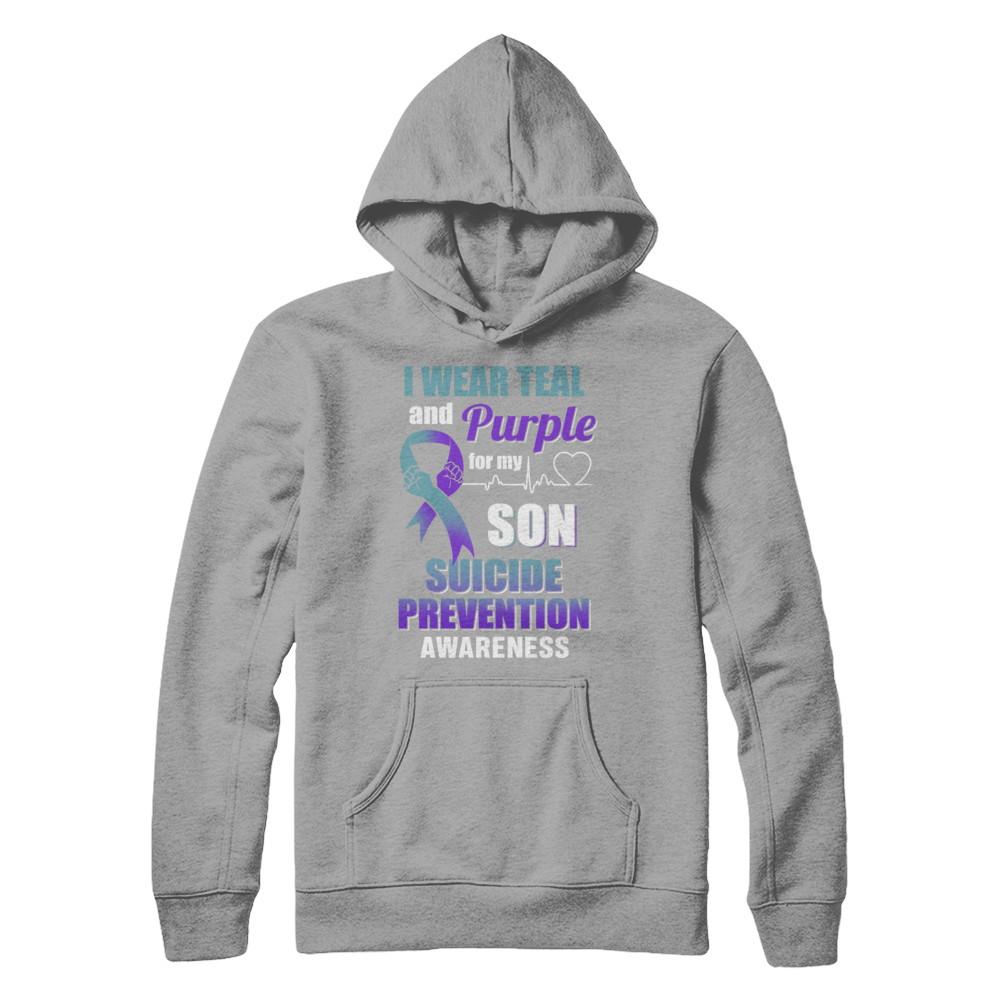 I Wear Teal Purple For My Son Suicide Prevention Awareness-T-Shirt & Hoodie-Pullover Hoodie-Light Steel