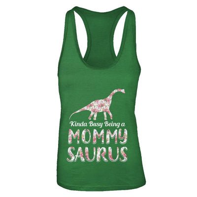 Mommy Saurus Dinosaur Kinda Busy Being A Mommysaurus-T-Shirt & Tank Top-Women's Ideal Racerback Tank-Kelly Green