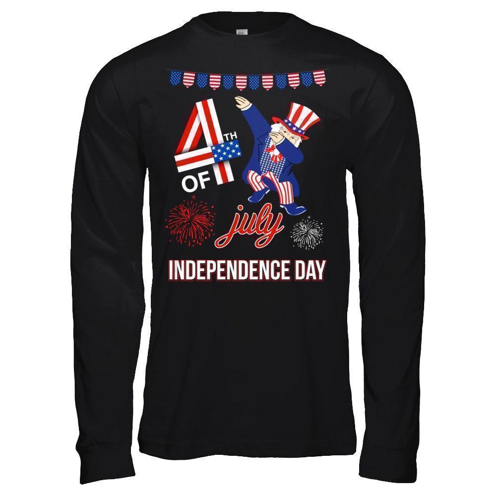 Funny Dabbing Uncle Independence Day 4Th Of July-T-Shirt & Hoodie-Long Sleeve T-Shirt-Black