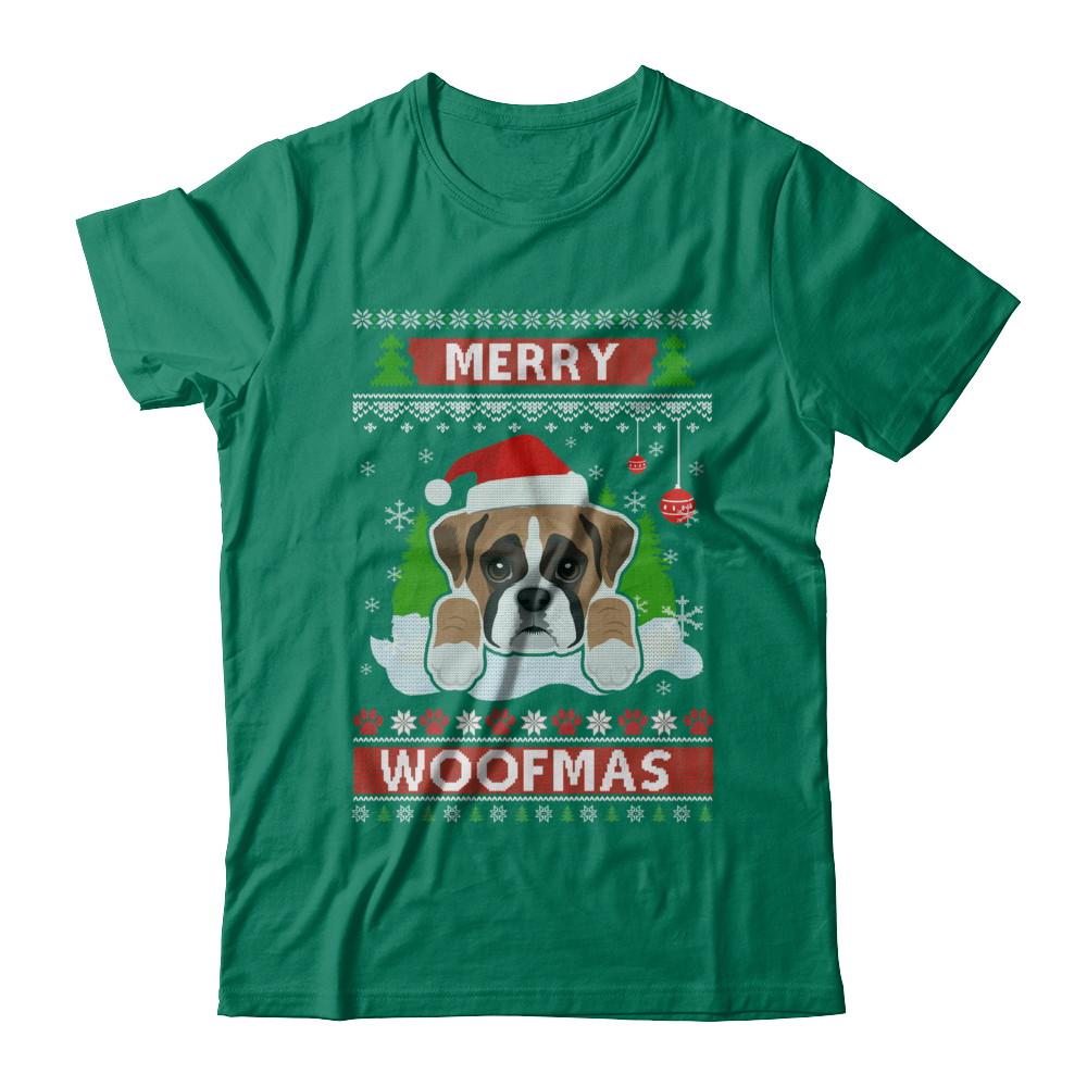 Boxer Merry Woofmas Ugly Christmas Sweater-T-Shirt & Sweatshirt-Classic T-Shirt-Kelly Green