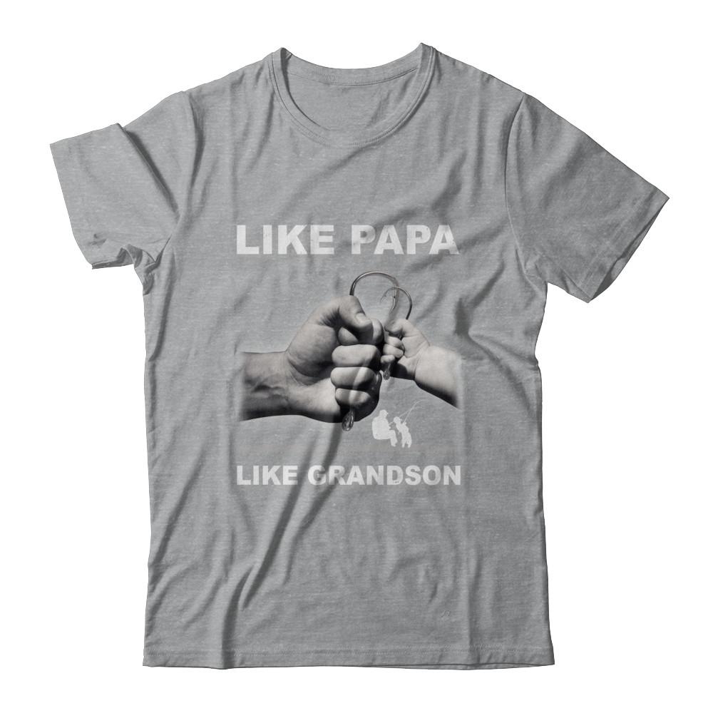 Like Papa Like Grandson Fishing Fish Fathers Day-T-Shirt & Hoodie-Classic T-Shirt-Sport Grey