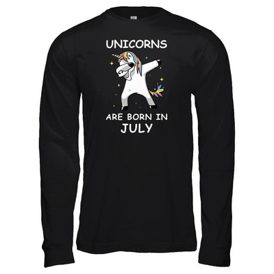 Unicorns Are Born In July Cute Dabbing-T-Shirt & Tank Top-Long Sleeve T-Shirt-Black