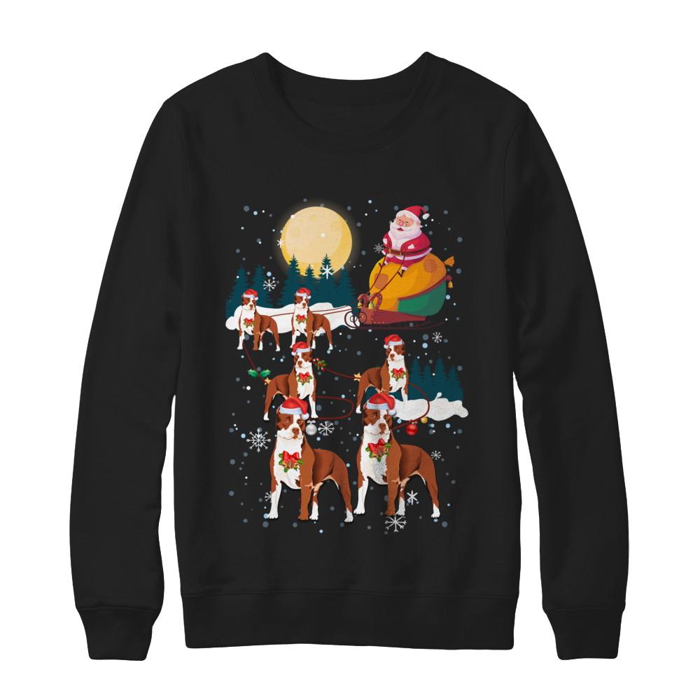 Dog Reindeer Pit bull Christmas Gift-T-Shirt & Sweatshirt-Crewneck Sweatshirt-Black