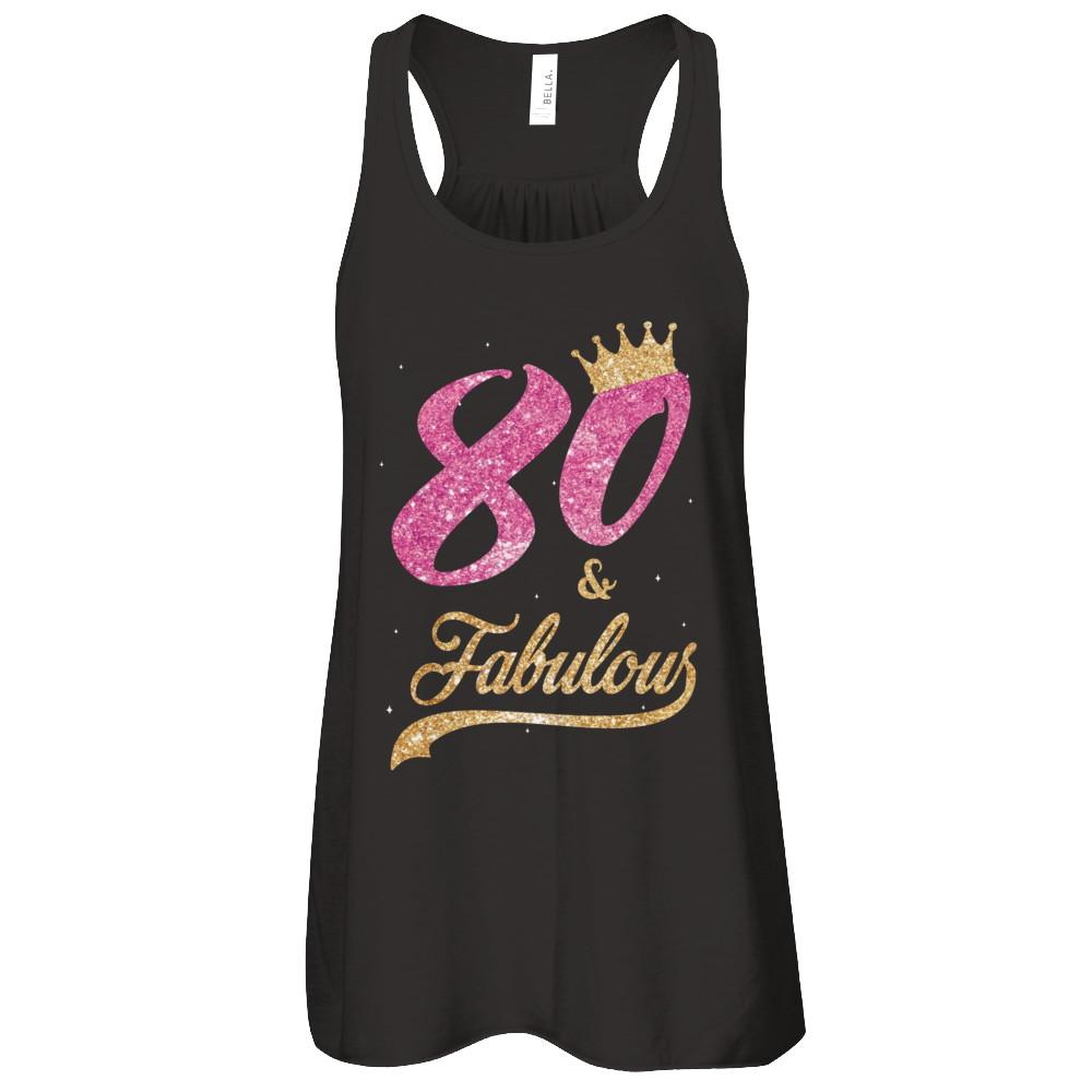 80 And Fabulous 1941 80th Birthday Gift-T-Shirt & Tank Top-Women's Flowy Racerback Tank-Black