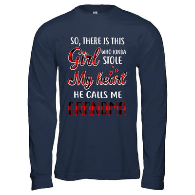 This Girl Who Kinda Stole My Heart He Calls Me Grandma-T-Shirt & Hoodie-Long Sleeve T-Shirt-Navy