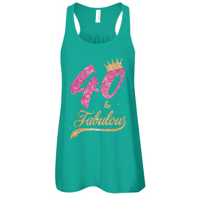 40 And Fabulous 1981 40th Birthday Gift-T-Shirt & Tank Top-Women's Flowy Racerback Tank-Kelly