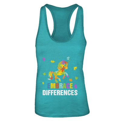 Autism Awareness Puzzle Piece Unicorn Embrace Differences-T-Shirt & Tank Top-