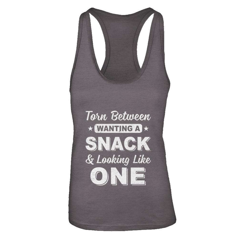 Torn Between Wanting A Snack And Looking Like One-T-Shirt & Tank Top-Women's Ideal Racerback Tank-Dark Grey