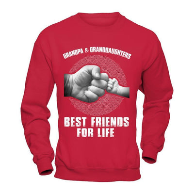 Grandpa And Granddaughters Best Friends For Life-T-Shirt & Hoodie-Crewneck Sweatshirt-Red