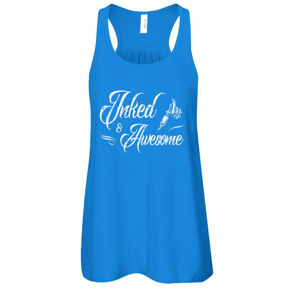 Inked And Awesome Tattooed Tattoos-T-Shirt & Tank Top-Women's Flowy Racerback Tank-True Royal