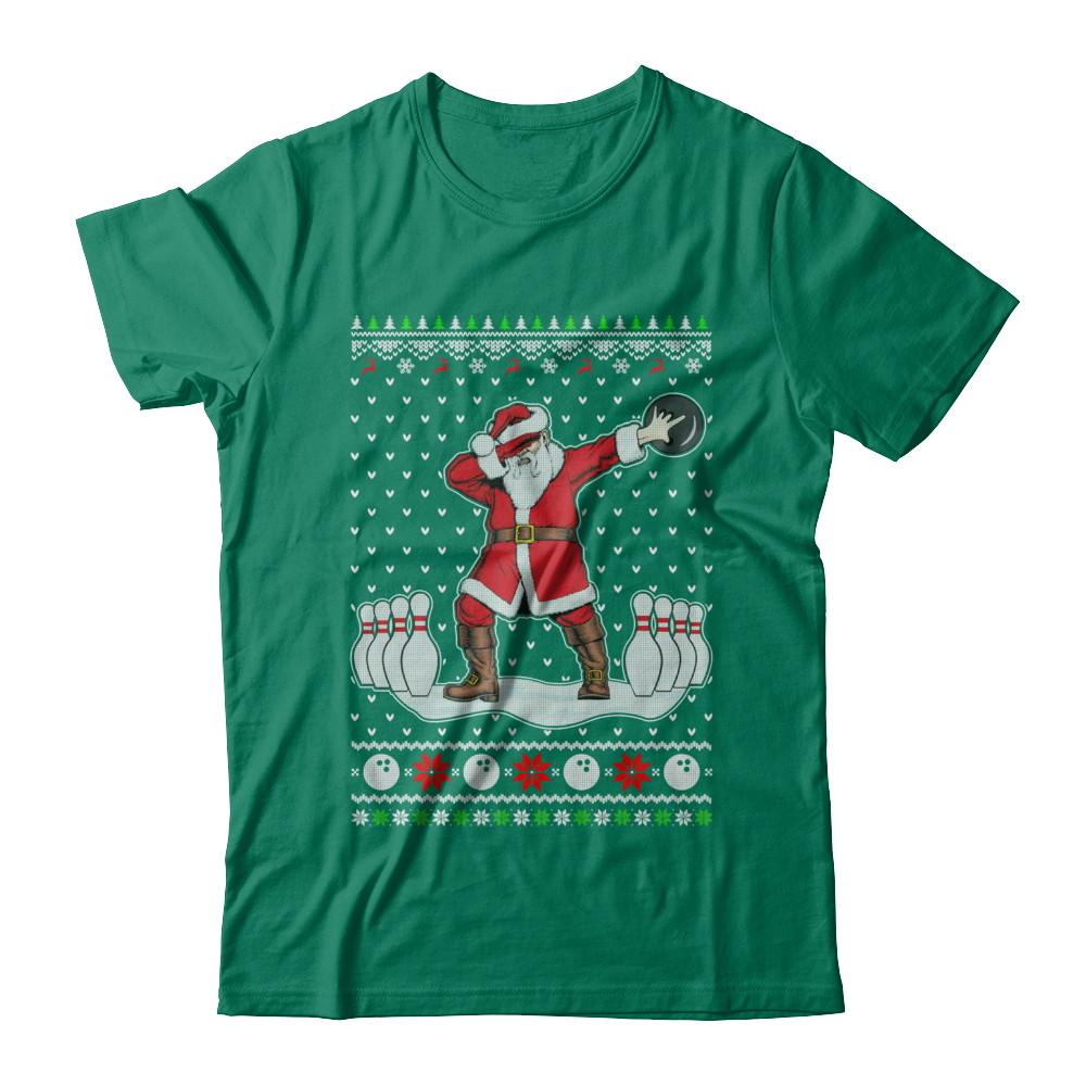Dabbing Santa Claus Bowling Ugly Christmas Sweater-T-Shirt & Sweatshirt-Classic T-Shirt-Kelly Green