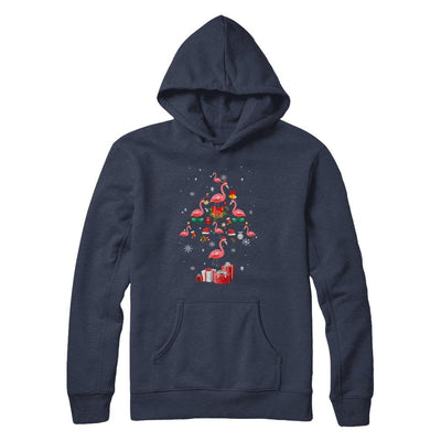 Santa Flamingo Christmas Tree Gift-T-Shirt & Sweatshirt-Pullover Hoodie-Navy