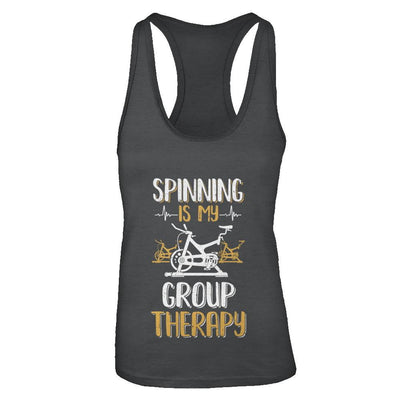 Fitness Gym Mom Spinning Is My Group Therapy-T-Shirt & Tank Top-Women's Ideal Racerback Tank-Black