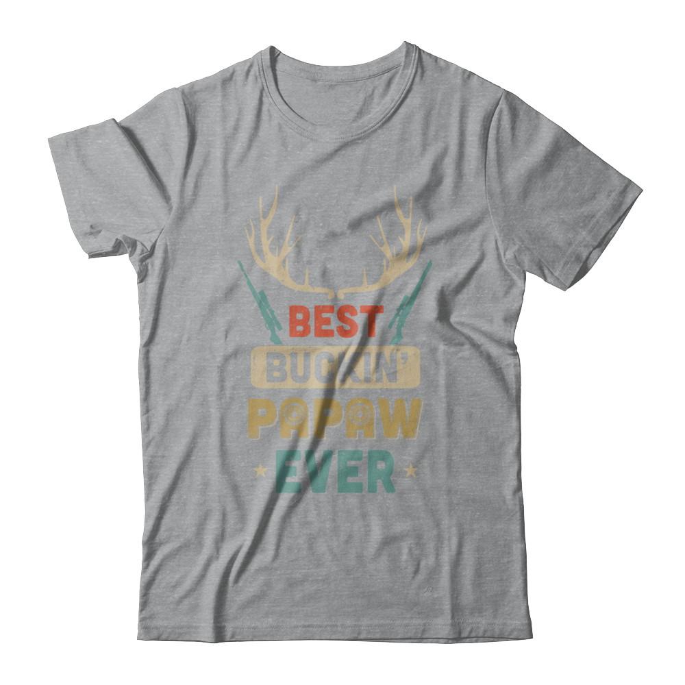 Vintage Best Buckin' PaPaw Ever Deer Hunting-T-Shirt & Hoodie-Classic T-Shirt-Sport Grey