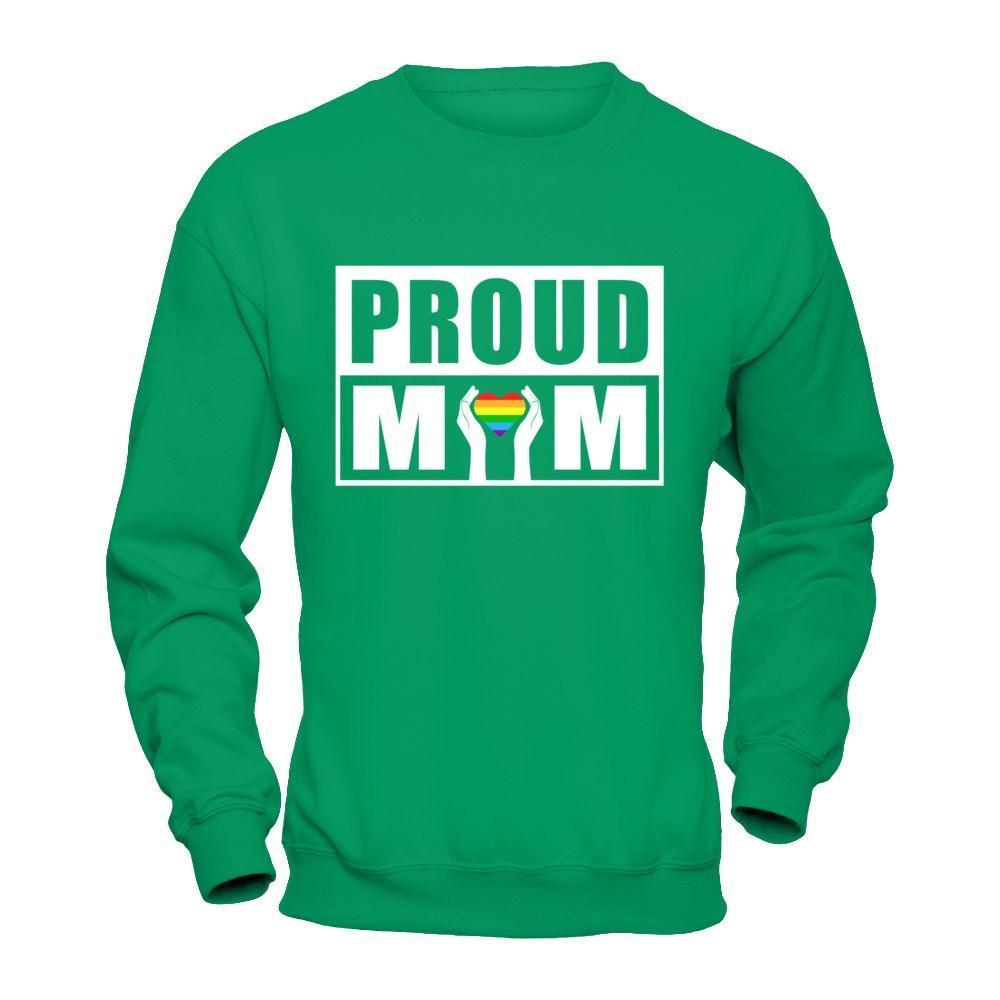 Proud Mom Lgbt Gay Lesbian Pride-T-Shirt & Hoodie-Crewneck Sweatshirt-Irish Green