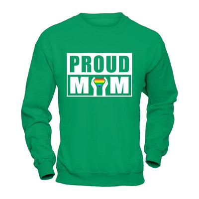 Proud Mom Lgbt Gay Lesbian Pride-T-Shirt & Hoodie-Crewneck Sweatshirt-Irish Green