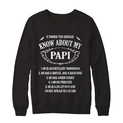 5 Things You Should Know About My Papi Granddaughter-T-Shirt & Sweatshirt-Crewneck Sweatshirt-Black