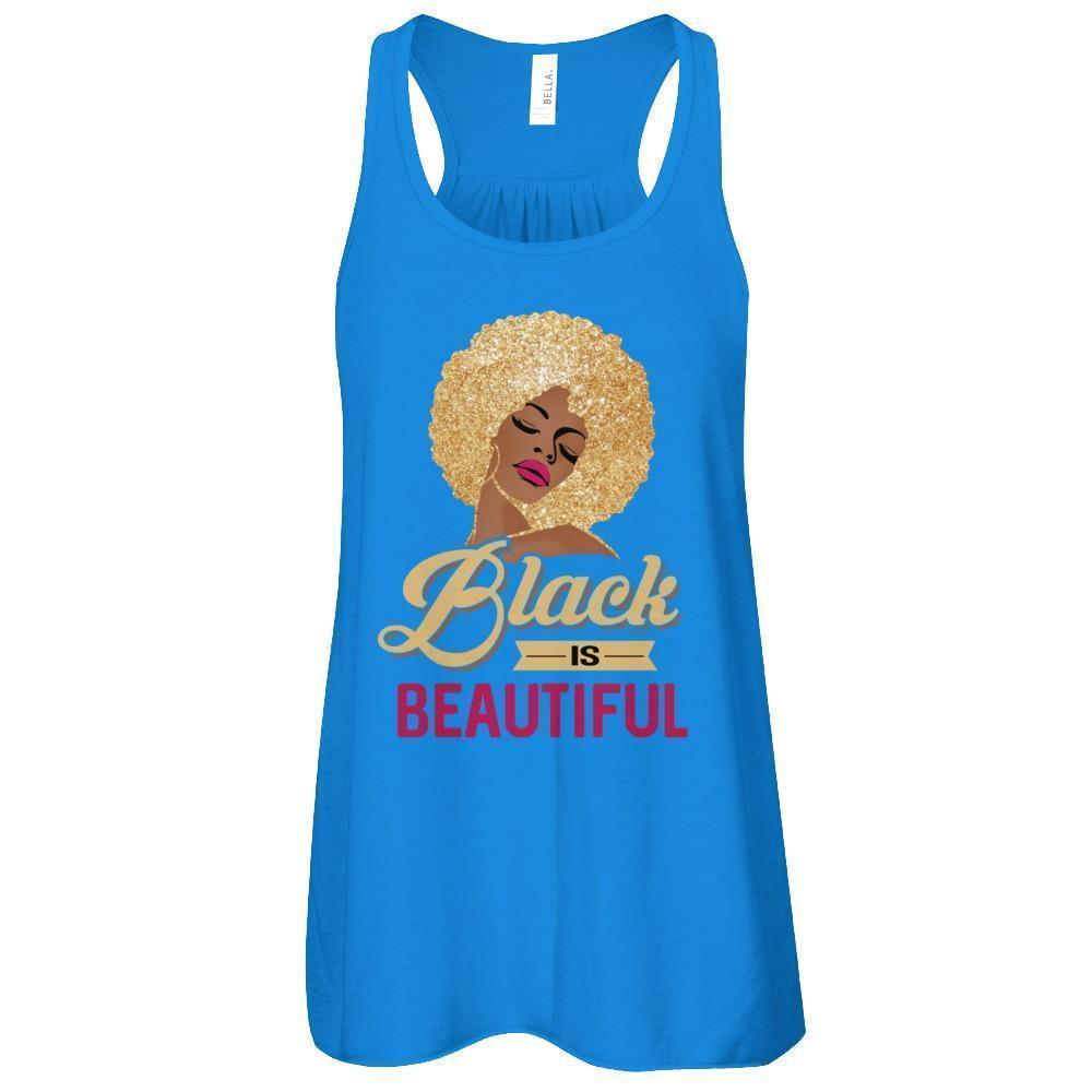 Black Is Beautiful African Black Pride-T-Shirt & Tank Top-Women's Flowy Racerback Tank-True Royal