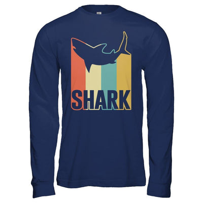 Classic Vintage Retro Style Shark-T-Shirt & Hoodie-Long Sleeve T-Shirt-Navy